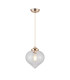 Afton 23cm Single Pendant Flower Bud Shade 1 x E27 French Gold/Gold Braided Cable/Clear-4