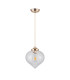 Afton 23cm Single Pendant Flower Bud Shade 1 x E27 French Gold/Gold Braided Cable/Clear-5