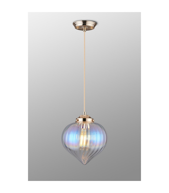 Afton 23cm Single Pendant Flower Bud Shade 1 x E27 French Gold/Gold Braided Cable/Iridescent Faded-3