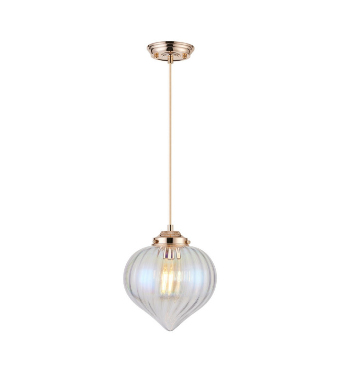 Afton 23cm Single Pendant Flower Bud Shade 1 x E27 French Gold/Gold Braided Cable/Iridescent Faded-4