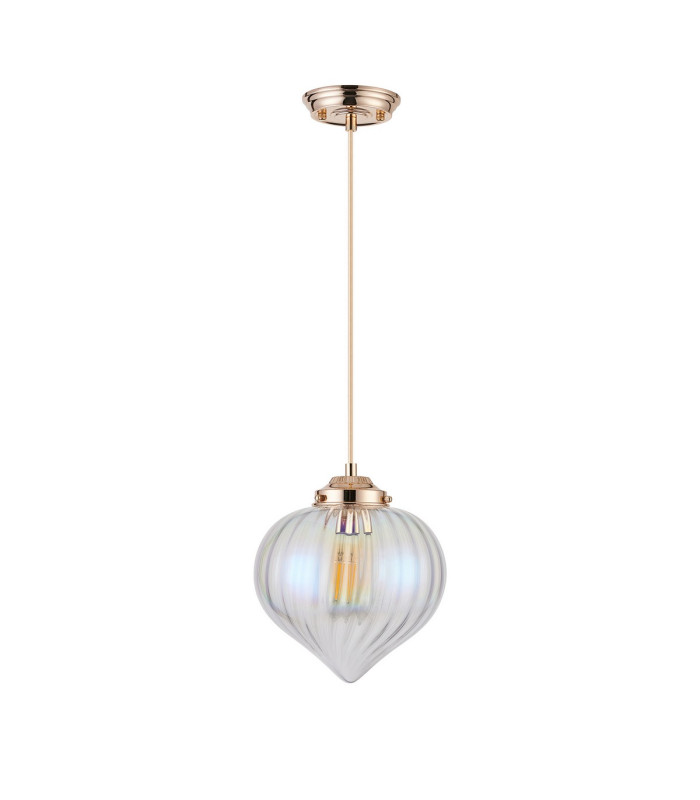 Afton 23cm Single Pendant Flower Bud Shade 1 x E27 French Gold/Gold Braided Cable/Iridescent Faded-5