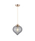 Afton 23cm Single Pendant Flower Bud Shade 1 x E27 French Gold/Gold Braided Cable/Smoke-4