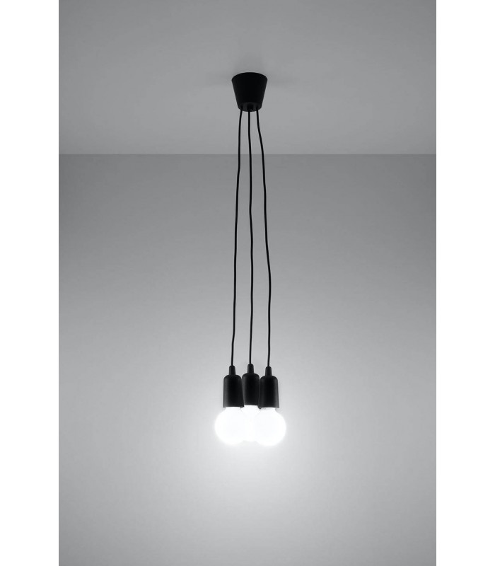 3 Light Ceiling Cluster Pendant Black - 2