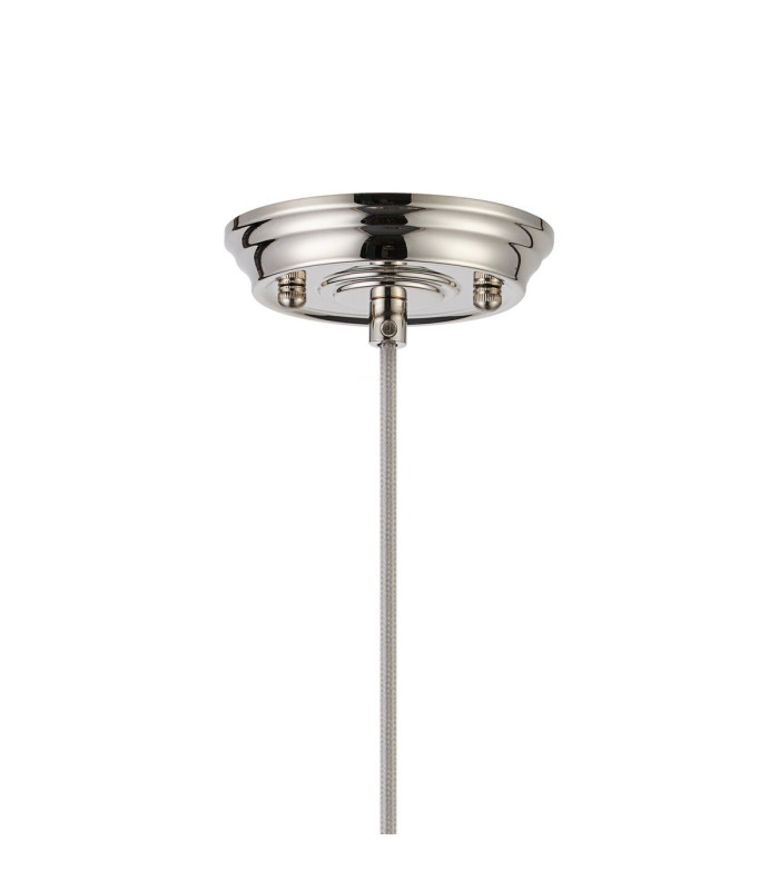 Afton 23cm Single Pendant Flower Bud Shade 1 x E27 Polished Nickel/Grey Braided Cable/Smoke-6