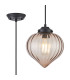 Afton 23cm Single Pendant Flower Bud Shade 1 x E27 Satin Black/Black Braided Cable/Cognac-1