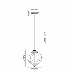 Afton 23cm Single Pendant Flower Bud Shade 1 x E27 Satin Black/Black Braided Cable/Cognac-2