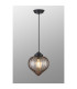 Afton 23cm Single Pendant Flower Bud Shade 1 x E27 Satin Black/Black Braided Cable/Cognac-3