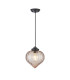 Afton 23cm Single Pendant Flower Bud Shade 1 x E27 Satin Black/Black Braided Cable/Cognac-4