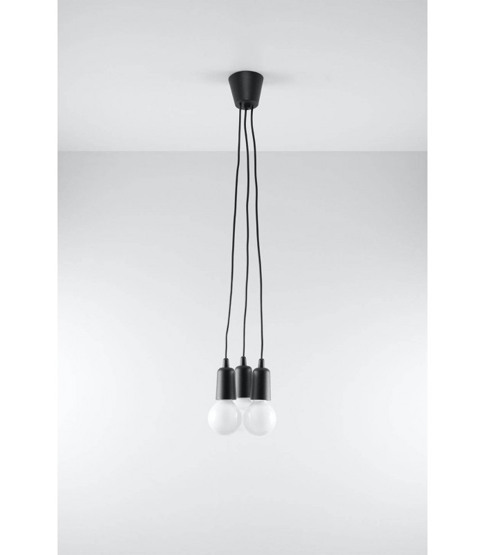 3 Light Ceiling Cluster Pendant Black - 3