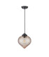 Afton 23cm Single Pendant Flower Bud Shade 1 x E27 Satin Black/Black Braided Cable/Cognac-5