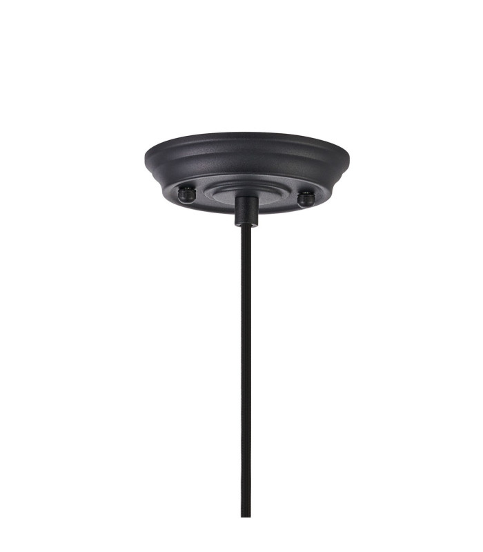 Afton 23cm Single Pendant Flower Bud Shade 1 x E27 Satin Black/Black Braided Cable/Cognac-6