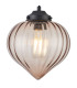 Afton 23cm Single Pendant Flower Bud Shade 1 x E27 Satin Black/Black Braided Cable/Cognac-7
