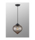 Afton 23cm Single Pendant Flower Bud Shade 1 x E27 Satin Black/Black Braided Cable/Cognac-8