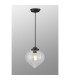 Afton 23cm Single Pendant Flower Bud Shade 1 x E27 Satin Black/Black Braided Cable/Clear-3