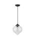 Afton 23cm Single Pendant Flower Bud Shade 1 x E27 Satin Black/Black Braided Cable/Clear-5