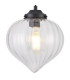 Afton 23cm Single Pendant Flower Bud Shade 1 x E27 Satin Black/Black Braided Cable/Clear-7