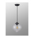 Afton 23cm Single Pendant Flower Bud Shade 1 x E27 Satin Black/Black Braided Cable/Clear-8