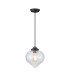 Afton 23cm Single Pendant Flower Bud Shade 1 x E27 Satin Black/Black Braided Cable/Iridescent Faded-4