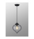 Afton 23cm Single Pendant Flower Bud Shade 1 x E27 Satin Black/Black Braided Cable/Smoke-3