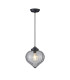 Afton 23cm Single Pendant Flower Bud Shade 1 x E27 Satin Black/Black Braided Cable/Smoke-5