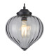 Afton 23cm Single Pendant Flower Bud Shade 1 x E27 Satin Black/Black Braided Cable/Smoke-8