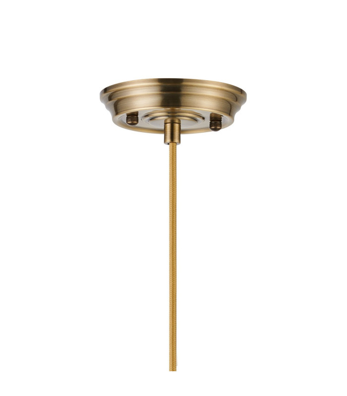 Afton Single Pendant 20cm Acorn Ribbed Glass 1 x E27 Antique Brass/Golden Brown Twisted Braided Cable/Clear-6