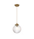 Afton Single Pendant 20cm Acorn Ribbed Glass 1 x E27 Brass/Pale Gold Twisted Cable/Clear-4