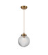 Afton Single Pendant 20cm Acorn Ribbed Glass 1 x E27 Brass/Pale Gold Twisted Cable/Clear-5