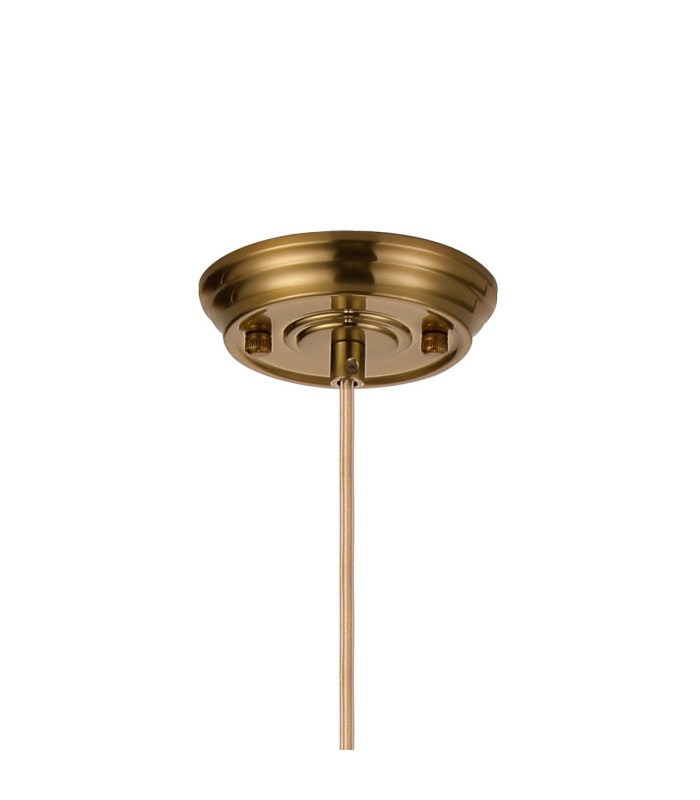 Afton Single Pendant 20cm Acorn Ribbed Glass 1 x E27 Brass/Pale Gold Twisted Cable/Clear-7