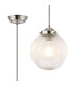 Afton Single Pendant 20cm Acorn Ribbed Glass 1 x E27 Polished Nickel/Grey Twisted Braided Cable/Clear-1