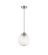 Afton Single Pendant 20cm Acorn Ribbed Glass 1 x E27 Polished Nickel/Grey Twisted Braided Cable/Clear-5