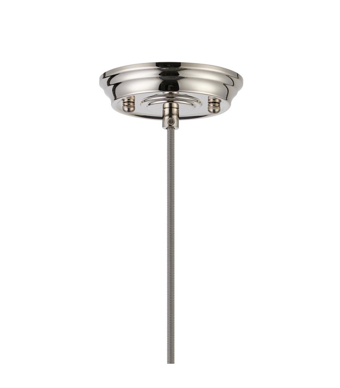 Afton Single Pendant 20cm Acorn Ribbed Glass 1 x E27 Polished Nickel/Grey Twisted Braided Cable/Clear-6