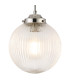 Afton Single Pendant 20cm Acorn Ribbed Glass 1 x E27 Polished Nickel/Grey Twisted Braided Cable/Clear-7
