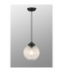 Afton Single Pendant 20cm Acorn Ribbed Glass 1 x E27 Satin Black/Black Twisted Braided Cable/Clear-3
