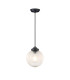 Afton Single Pendant 20cm Acorn Ribbed Glass 1 x E27 Satin Black/Black Twisted Braided Cable/Clear-4