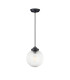 Afton Single Pendant 20cm Acorn Ribbed Glass 1 x E27 Satin Black/Black Twisted Braided Cable/Clear-5