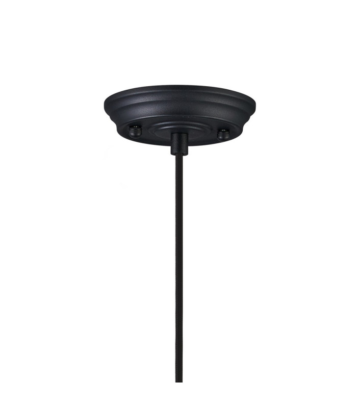 Afton Single Pendant 20cm Acorn Ribbed Glass 1 x E27 Satin Black/Black Twisted Braided Cable/Clear-6