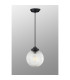 Afton Single Pendant 20cm Acorn Ribbed Glass 1 x E27 Satin Black/Black Twisted Braided Cable/Clear-8