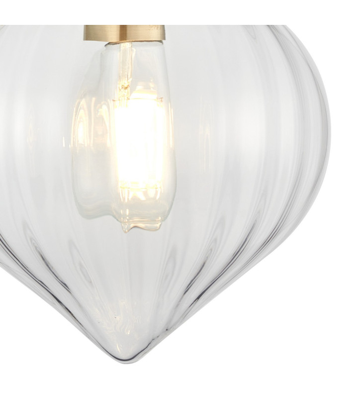 Afton Wall Light Flower Bud Shade 1 x E27 Antique Brass/Clear-5
