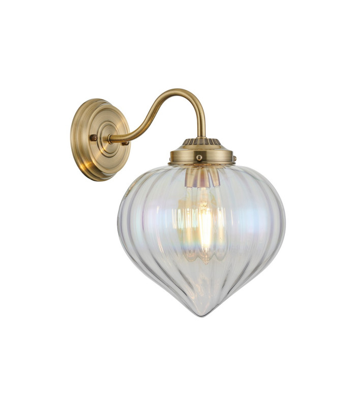 Afton Wall Light Flower Bud Shade 1 x E27 Antique Brass/Iridescent Faded-1