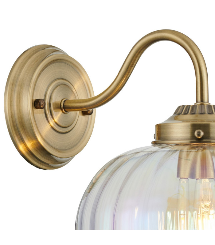 Afton Wall Light Flower Bud Shade 1 x E27 Antique Brass/Iridescent Faded-5