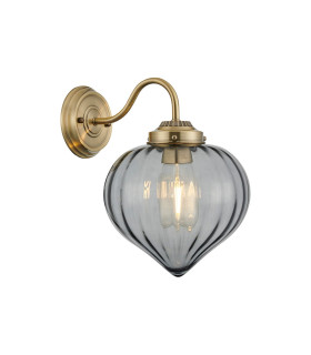 Afton Wall Light Flower Bud Shade 1 x E27 Antique Brass/Smoke-1