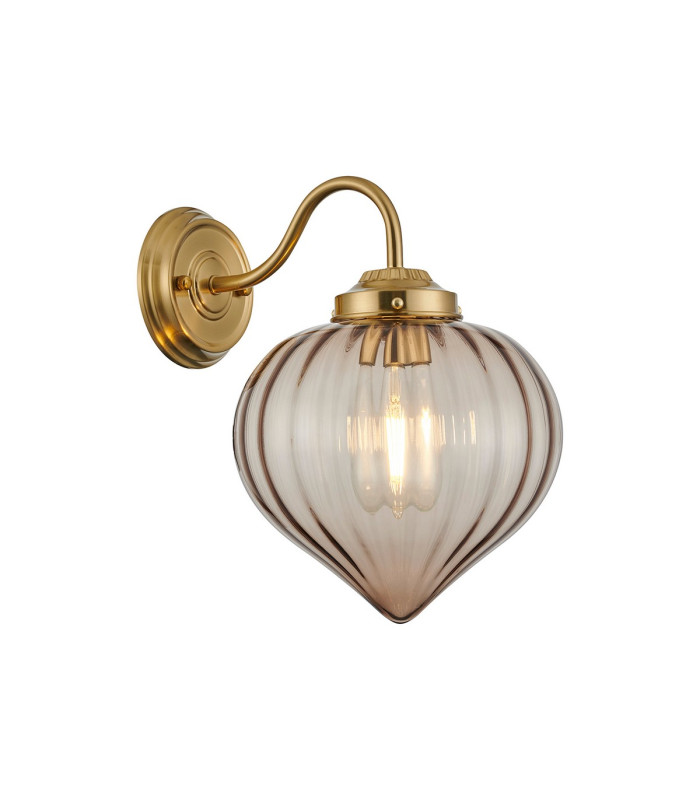 Afton Wall Light Flower Bud Shade 1 x E27 Brass/Cognac-1
