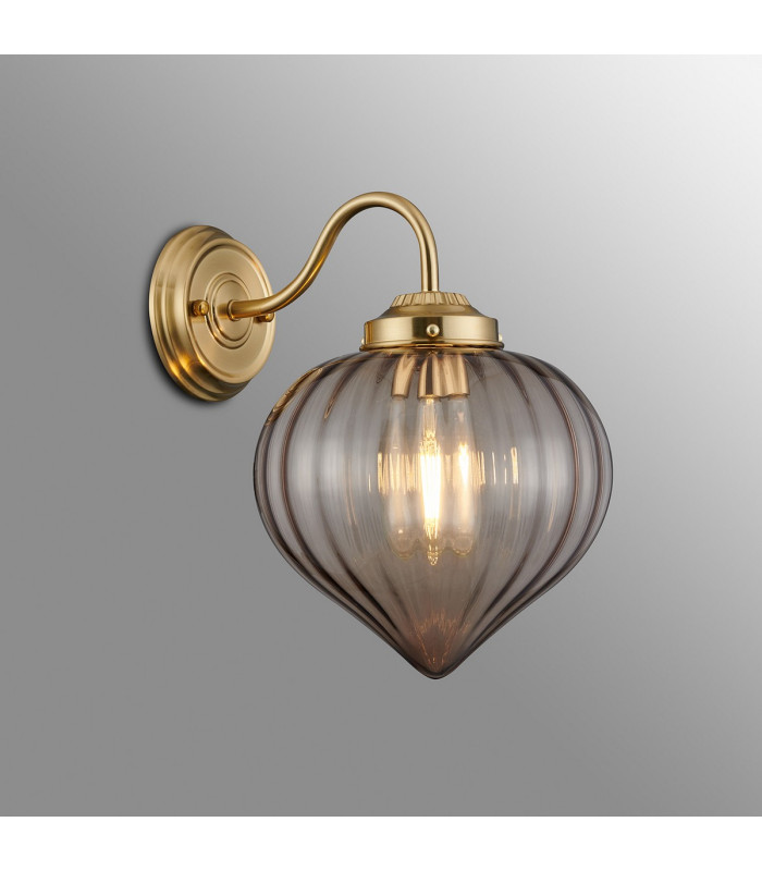 Afton Wall Light Flower Bud Shade 1 x E27 Brass/Cognac-3