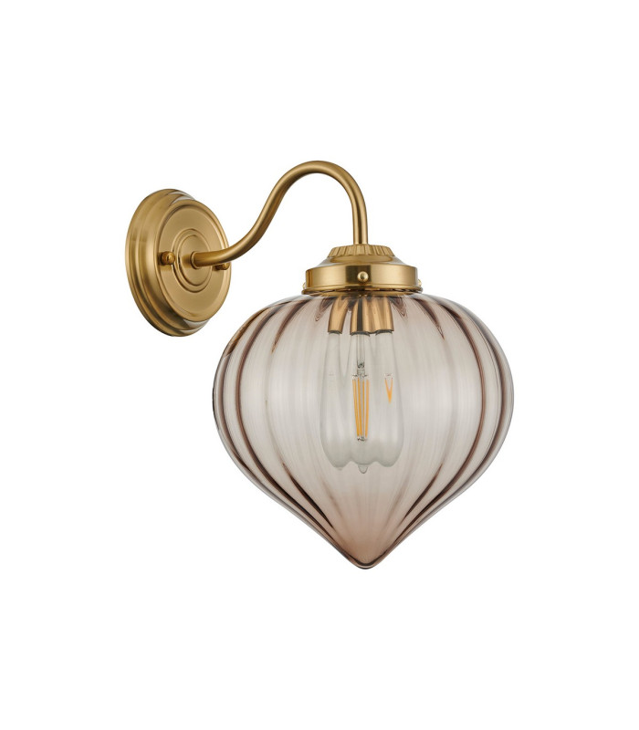 Afton Wall Light Flower Bud Shade 1 x E27 Brass/Cognac-4