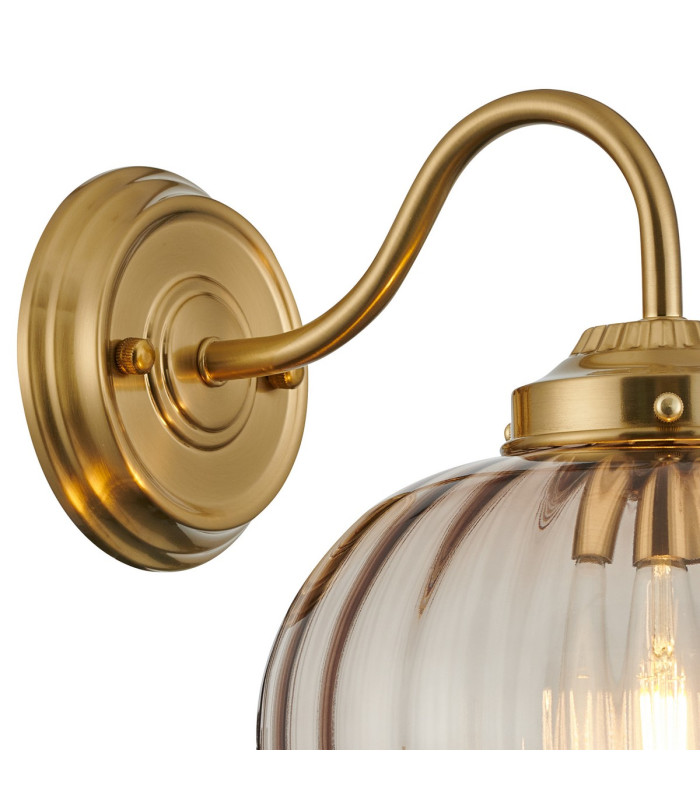 Afton Wall Light Flower Bud Shade 1 x E27 Brass/Cognac-5