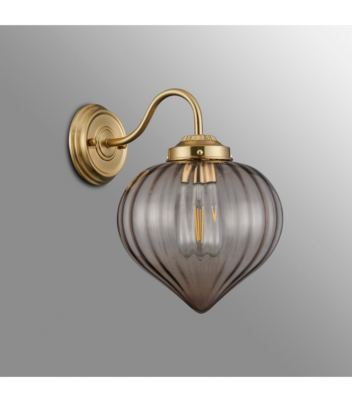 Afton Wall Light Flower Bud Shade 1 x E27 Brass/Cognac-7