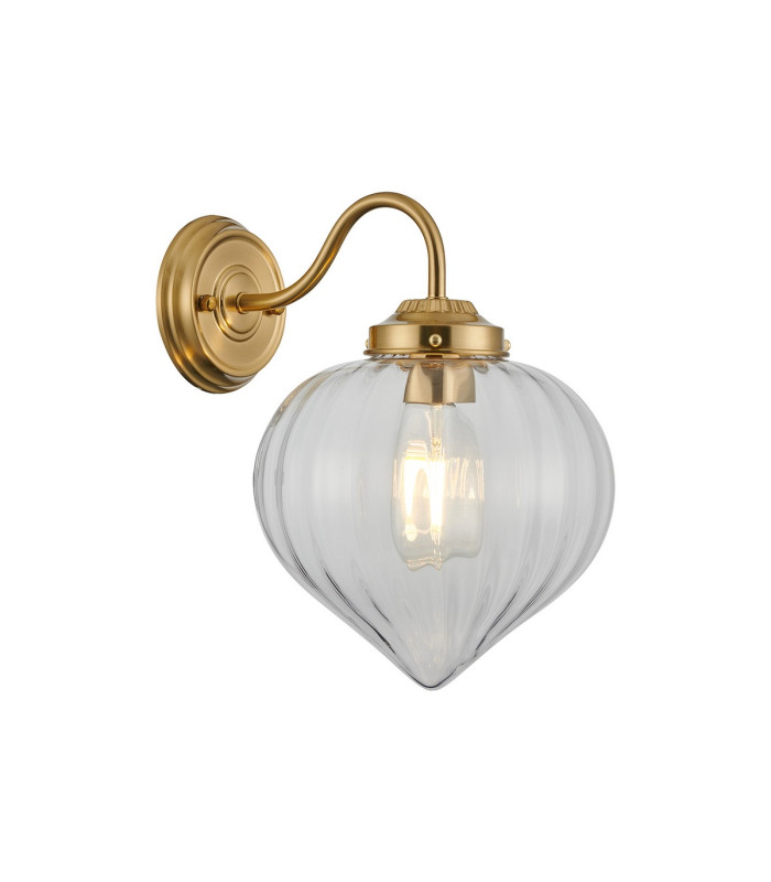 Afton Wall Light Flower Bud Shade 1 x E27 Brass/Clear-1
