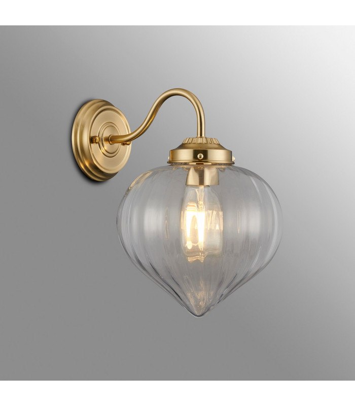 Afton Wall Light Flower Bud Shade 1 x E27 Brass/Clear-3