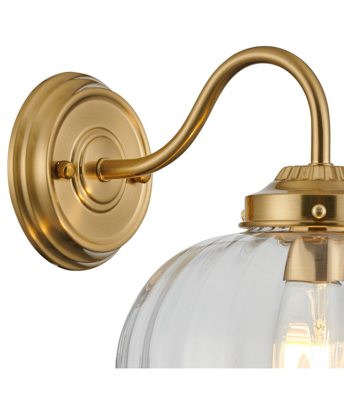 Afton Wall Light Flower Bud Shade 1 x E27 Brass/Clear-5